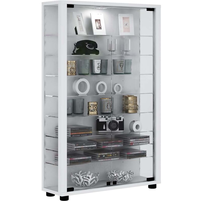 Ebuy24 - LumoMini vitrine 2 portes en verre blanc.