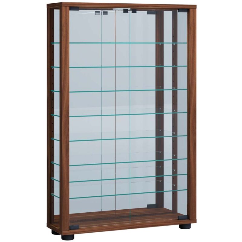 Ebuy24 – Vitrine moderne Lumo 0 – Verre de sécurité ESG – Structure en bois plat – Finition en huile d'encre plâtre maigre – Compatible éclairage LED