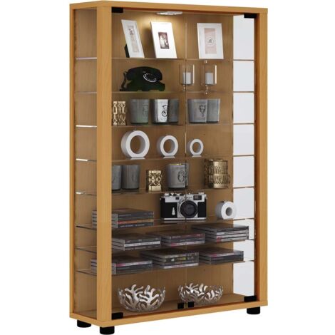 LumoMini Vitrinenschrank 2 Glastüren Buche dekor.
