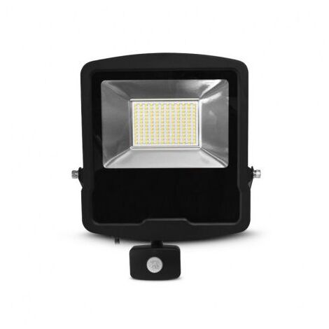 LUMOS PROJECTEUR 100W 4000K PLAT NOIR IP65 + DETECT IR 5ANS MIIDEX VISION-EL 80353