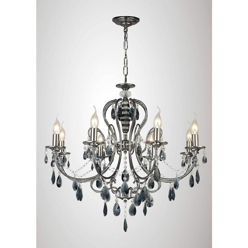 09diyas - Luna crystal ceiling light 8 bulbs black chrome / crystal