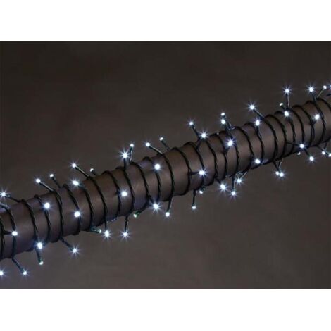 LUNA LED - 12 m - 160 lampade bianche - filo verde - modulatore - 24 V