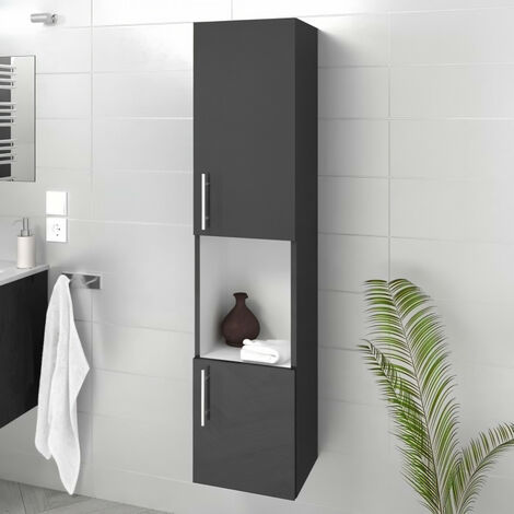 LUNA / LIMA Colonne de salle de bain L 25 cm - Gris brillant
