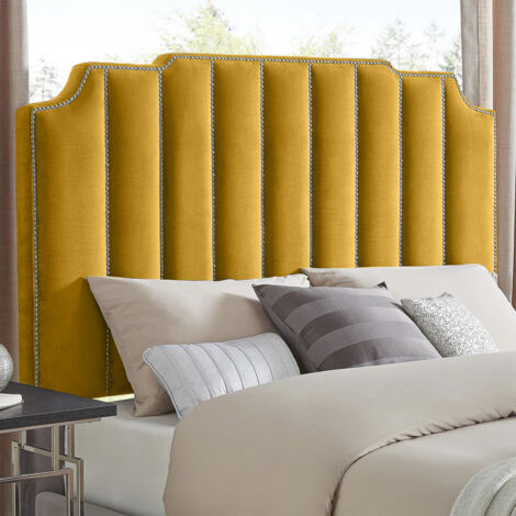 Luna Mustard Plush Small Double 30 inch Strutted Headboard