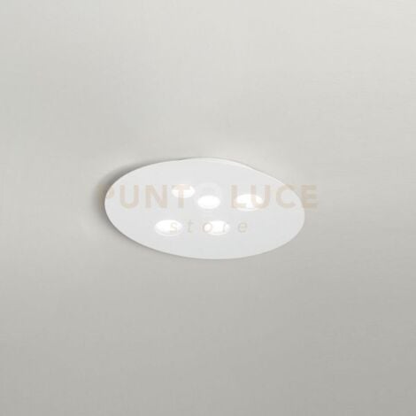 LUNA P/M - PLAFONIERA METALLO E ALLUMINIO BIANCO 5 LUCI ATTACCO GX53 60CM