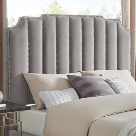 Luna Silver Plush Single 30 inch Strutted Headboard