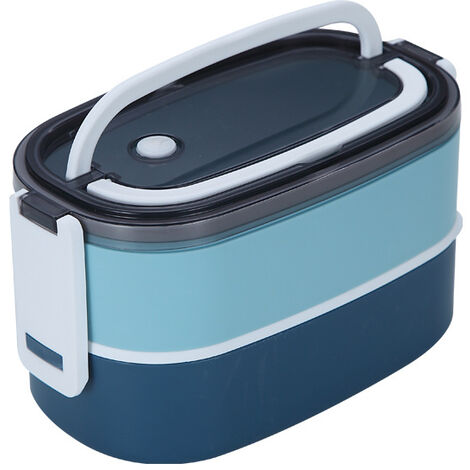 Lunch box - Bento Lunch Box pour Enfants avec Compartiments, Cuillère et Fourchette, Boîte à Bento pour de 1400ml, Etanche, Sans BPA, Va au Micro-ondes et au Lave-vaisselle (Bleu)