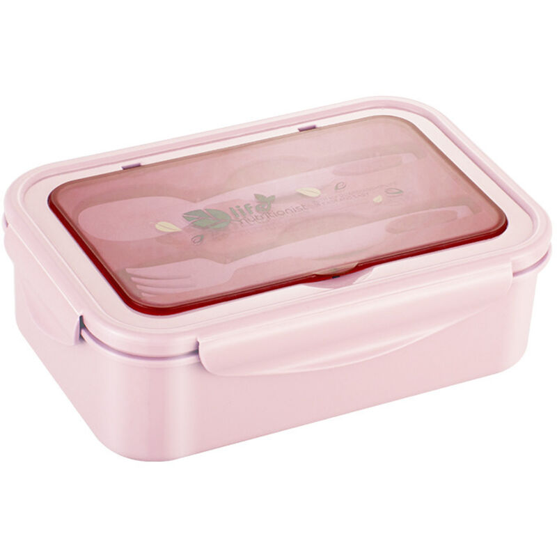 Lunch Box, Boîte à Déjeuner en Plastique pour Enfant Adulte, Boite Bento avec couverts 1300ml Sécurité Anti-Fuite Boîte à Repas, Rose