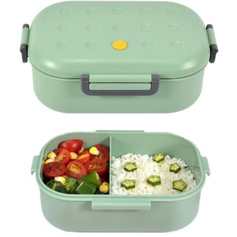 lunch box, Boîte Bento 1000 ML avec 2 Compartiments, Sécurité Anti-Fuite Écologique Hermétique Boîte à Repas, pour Le Pique-Nique, l'école, Le Travail, Bureau (vert)