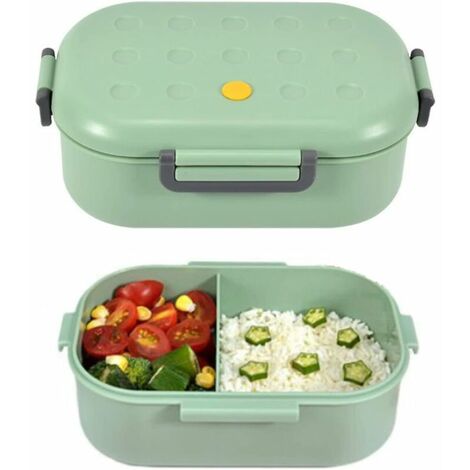 lunch box ，Boîte Bento1000 ML avec 2 Compartiments，T-Audace Sécurité Anti-Fuite Écologique Hermétique Boîte à Repas ，pour Le Pique-Nique, l'école, Le Travail, Bureau (vert)，HANBING