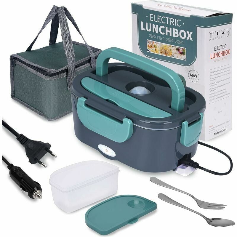 Lunch Box Chauffante, 3 en 1 Boite Chauffante Repas, 1.5L Portable Gamelle Chauffante, 60W Boite a Repas Chauffante pour Voiture, Camion, Maison ou