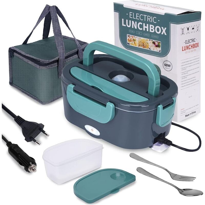 Lunch Box Chauffante, 3 en 1 Boite Chauffante Repas(12V / 24V / 220V), 1.5L Portable Gamelle Chauffante, 60W