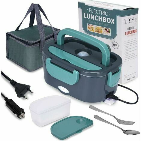 Lunch Box Chauffante, 3 en 1 Boite Chauffante Repas(12V / 24V / 220V), 1.5L Portable Gamelle Chauffante, 60W Boite a Repas Chauffante pour Voiture, Camion, Maison ou Camping (60W)