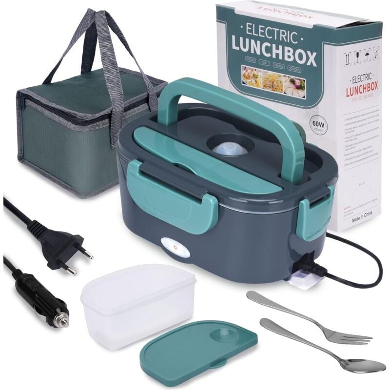 Lunch Box Chauffante, 3 en 1 Boite Chauffante Repas(12V / 24V / 220V), 1.5L Portable Gamelle Chauffante, 60W Boite a Repas Chauffante pour Voiture,