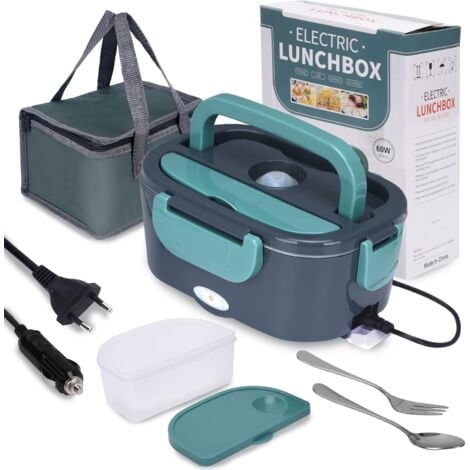 Lunch Box Chauffante, 3 en 1 Boite Chauffante Repas(12V / 24V / 220V), 1.5L Portable Gamelle Chauffante, 60W Boite a Repas Chauffante pour Voiture, Camion, Maison ou Camping