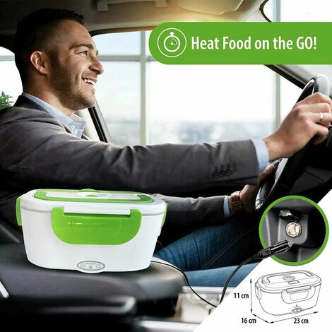 Lunch Box Chauffante Électrique 2 en 1 pour Voiture/Camion et Bureau 220V & 12V 40W, Gamelle Chauffante Acier Inoxydable 1.5L Sans couteau ni fourchette