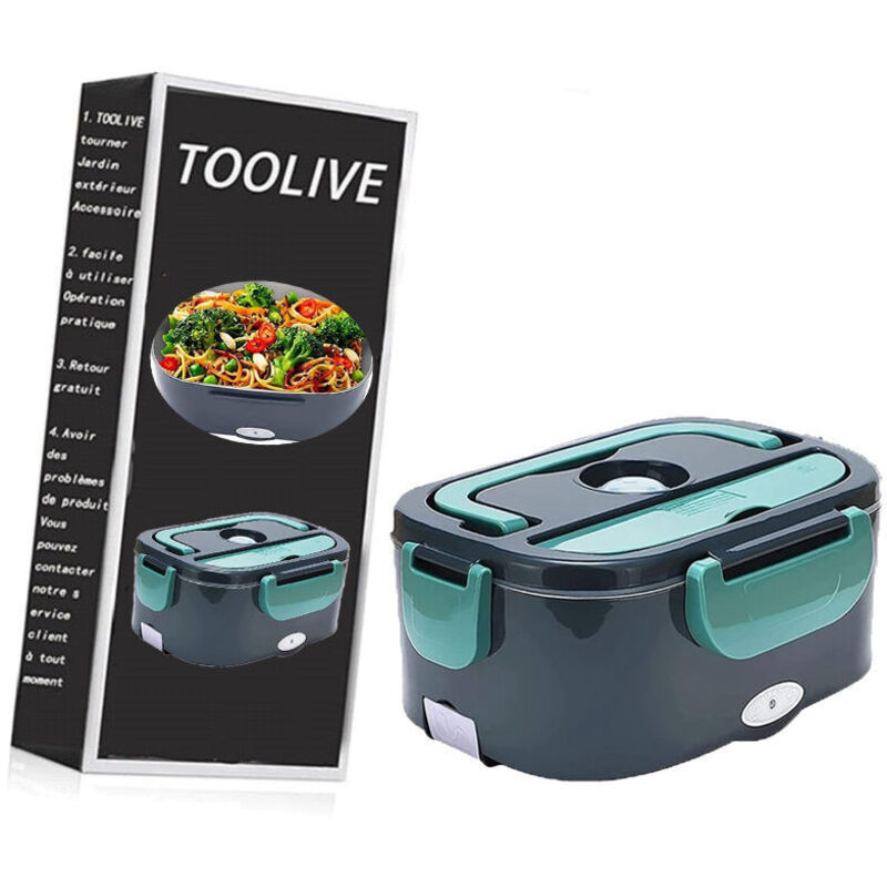 Lunch Box Chauffante Electrique Gamelle Chauffante 1.5 L Boîte Chauffante Repas en Acier Inoxydable 3 en 1 Lunchbox Isotherme 12V 24V 220V Lunch Box
