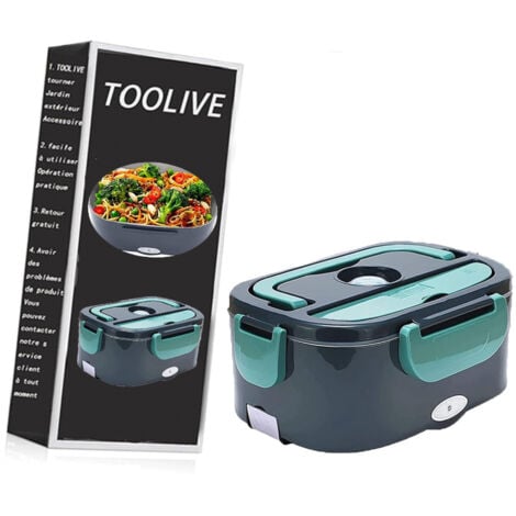 Lunch Box Chauffante Electrique Gamelle Chauffante 1.5 L Boîte Chauffante Repas en Acier Inoxydable 3 en 1 Lunchbox Isotherme 12V 24V 220V Lunch Box Chauffant pour Voiture Camion Bureau-toolive