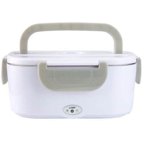 Lunch box elettrico da 55 W per casa/auto, scaldavivande portatile PTC con contenitore e cucchiaio in acciaio inossidabile e 2 cavi di alimentazione