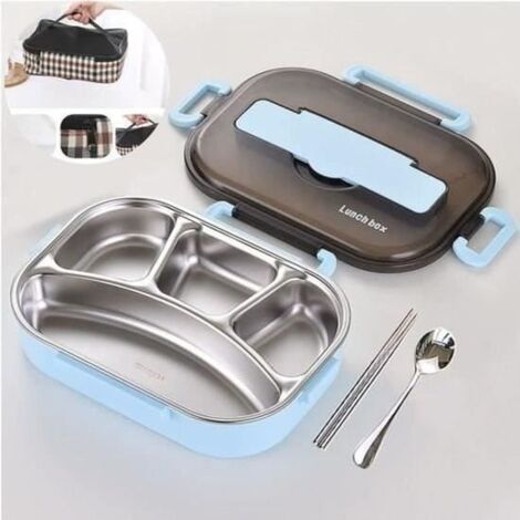 Lunch box inox avec compartiments 1300ml,lunch box metal set étanche avec compartimentage adultes en enfant, Envoyer un sac isolant