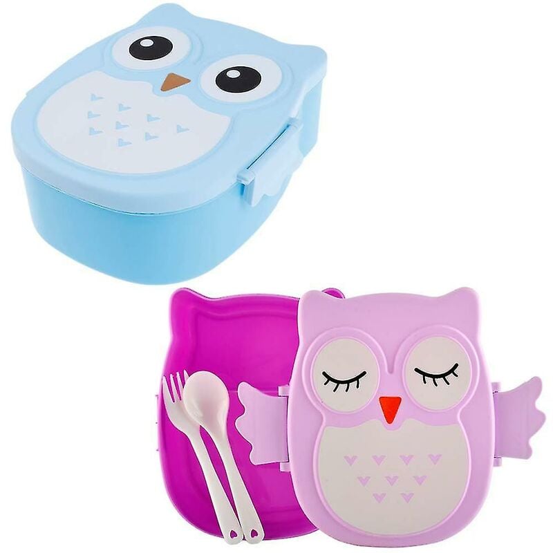 Lunch Box - Organizzatore di gufi 2 portaposate riutilizzabili Portapranzo per bambini Contenitori per pranzo (posate incluse)