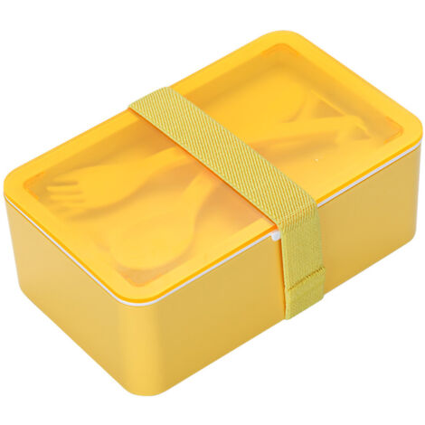 Lunch Box Rectangular Portable Partition Sealed Convenient Lunch Bento Box for Worker Student Office Workers Bright Yellow 1100ML