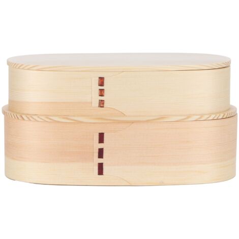 Lunch Box Set Japanese Style Wooden Food Storage Container for Students Workers 19x10x9.5cmWood Color