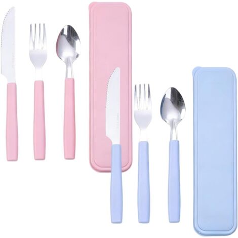 Lunchbox-Besteckset, 6-teilig, tragbare Besteckbox, Edelstahlbesteck mit Tragetasche, spülmaschinenfest, für Reisen, Camping und Büro