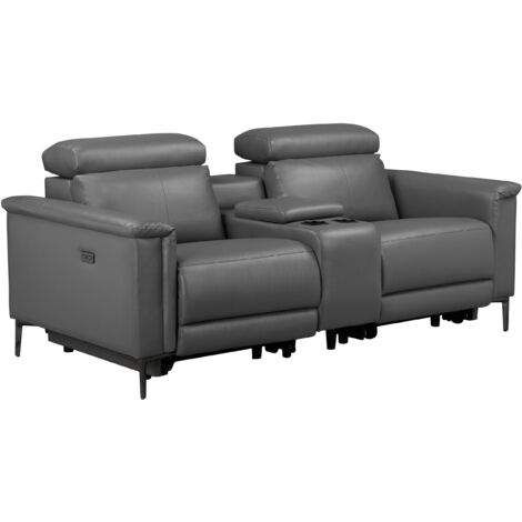 Lund-Fauteuil inclinable double avec fonction électrique en cuirPU gris