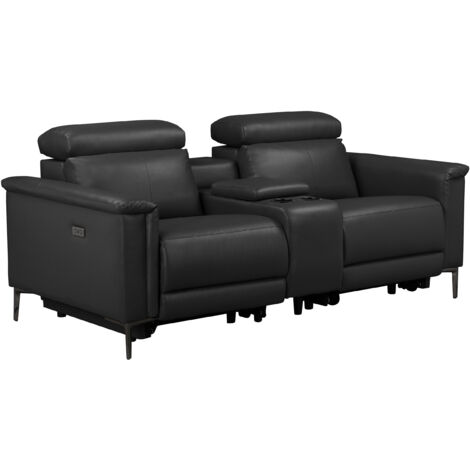 Lund-Fauteuil inclinable double avec fonction électrique en PU noir