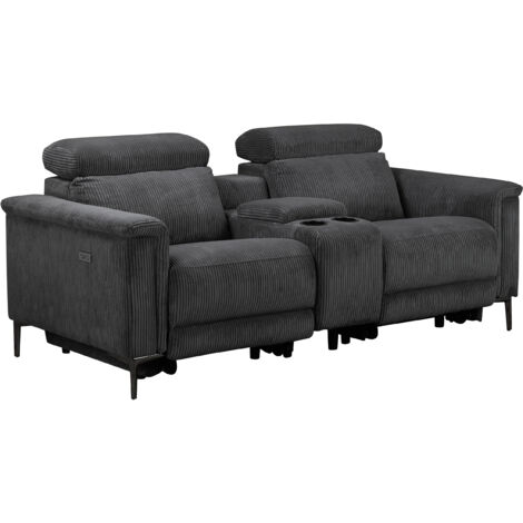 Lund-Fauteuil inclinable double avec fonction électrique en velours côtelé anthracite