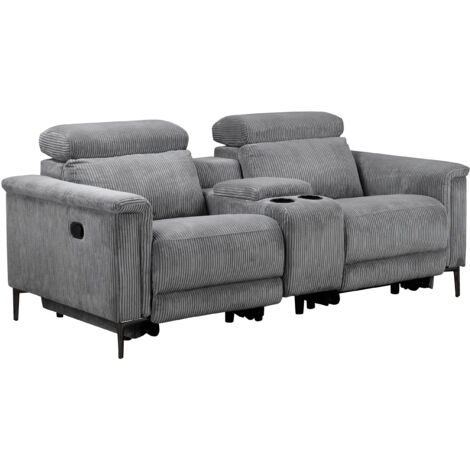 Lund-Fauteuil inclinable double avec fonction manuelle en velours côtelé gris