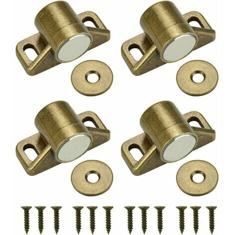 lune-4PCS Aimant pour Porte Placard Loquet de Porte Magnétique Fermeture de Porte Aimantée avec 4 Rondelles et 12 Vis Fermeture Magnétique Placard pour Meuble, Armoire, Cabinet