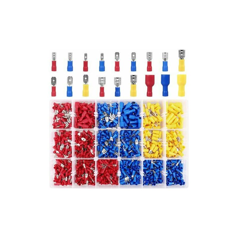 Crimp Terminal, 900pcs Male and Female Flat Electrical Terminals - Lune