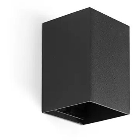 LUNE quadratische glatte schwarze Wandleuchte mit Schalter 40531