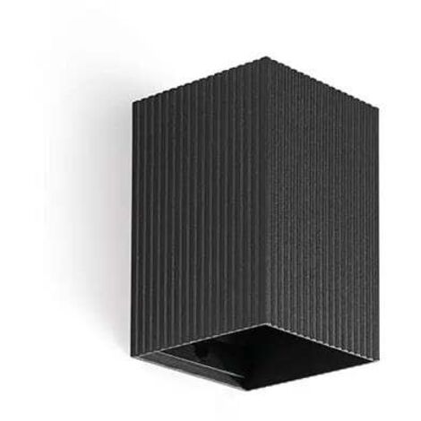 LUNE quadratische schwarze geriffelte Wandleuchte mit Schalter 40535