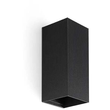 LUNE quadratische schwarze geriffelte Wandleuchte mit Schalter 40566