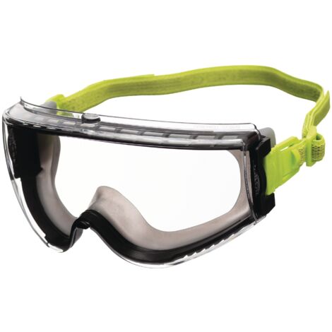 Lunette de protection complète Avatar Plus EN166, EN170, UKCA noir/vert, bande en tissu transparent