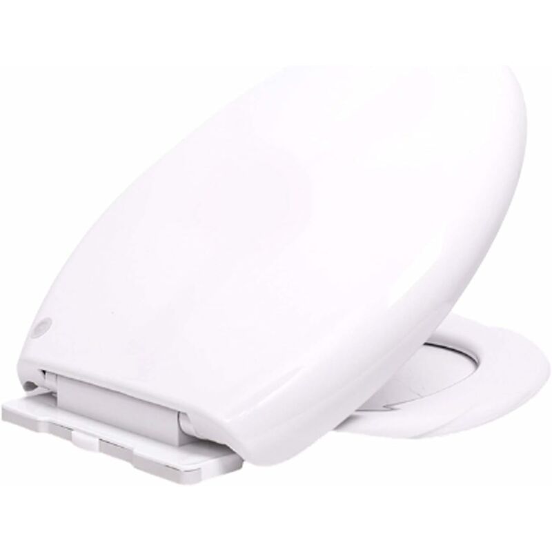 Hsha - Lunette de toilette à fermeture douce - Blanche - Avec fermeture rapide pour un nettoyage facile-ovale