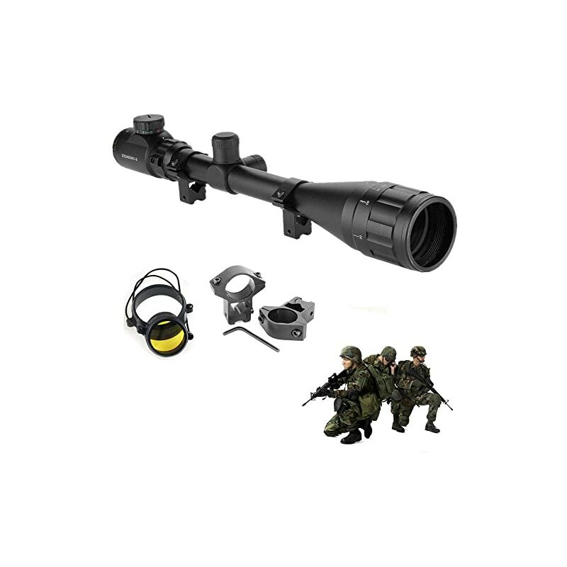 Lunette de Visée 6-24x50AOEG, Lunette avec Montages 11mm, Points de Visée Rouges ou Verts, pour La Chasse et Le Sport NAIZY
