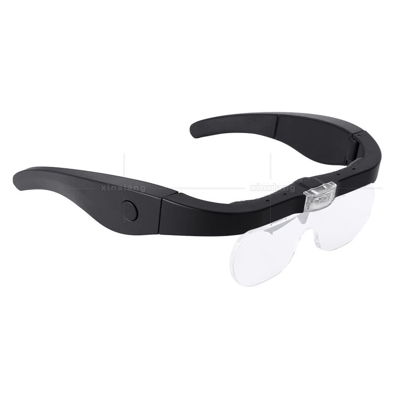 Ahlsen - Lunette Loupe avec 2 led, Frontale Grossissantes avec 4 Lentilles Amovibles pour Lecture, Bijoutier, Couture, et Bricolage (1.5X-5X)