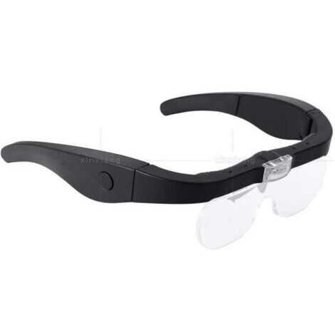 Lunette Loupe avec 2 LED, Frontale Grossissantes avec 4 Lentilles Amovibles pour Lecture, Bijoutier, Couture, et Bricolage (1.5X-5X)