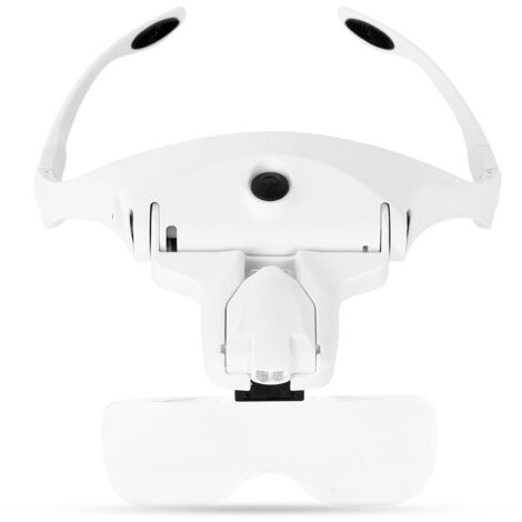 Lunette Loupe avec 2 LED - Loupe Eclairante Loupe Frontale pour Lecture,Tous Les Travaux de Précision,Réparations,Couture,Bijoux,Montres et Artisanat - 5 Lentilles Détachables (1.0X à 3.5X)