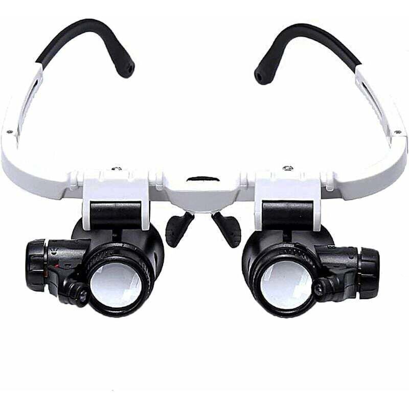 Lunette Loupe avec 2 Lumières LED Loupe Binoculaire Lampe Loupe Grossissante pour Horloger, Lecture, Bijoutier, Couture 8X15X23X