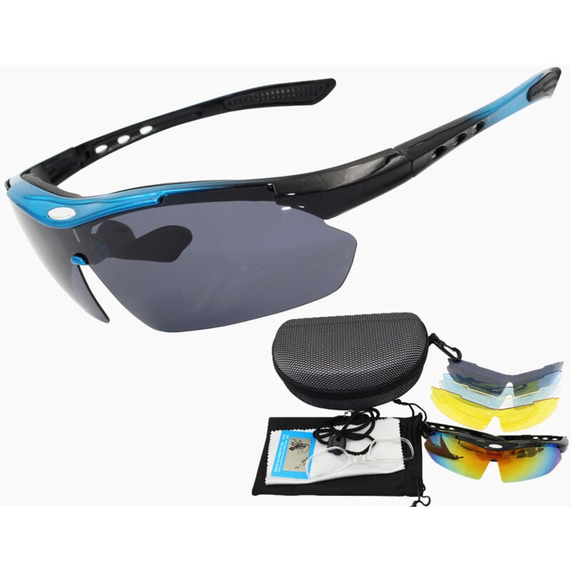 Lunettes de cyclisme polarisées 5 verres interchangeables Monture TR90 Lunettes de sport vtt pour hommes et femmes