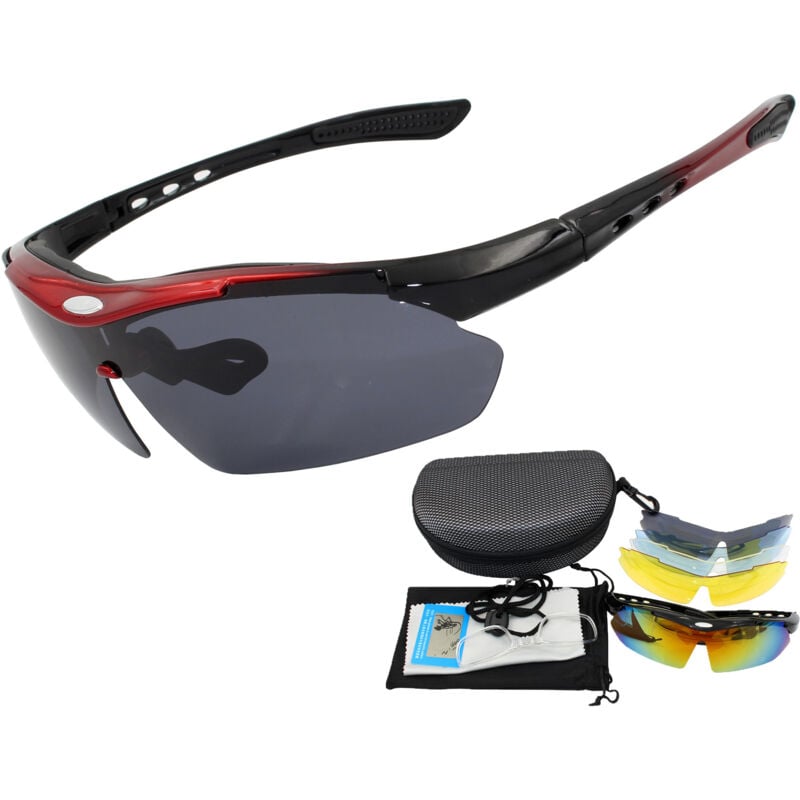 Lunettes de cyclisme polarisées 5 verres interchangeables Monture TR90 Lunettes de sport vtt pour hommes et femmes