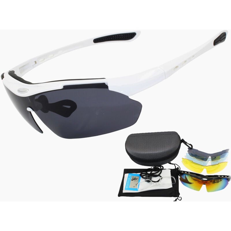 Lunettes de cyclisme polarisées 5 verres interchangeables Monture TR90 Lunettes de sport vtt pour hommes et femmes