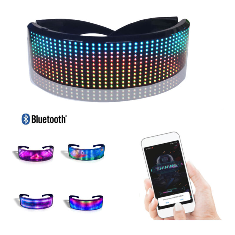 Treetalk - Lunettes de fête led magiques compatibles Bluetooth, lunettes brillantes, lunettes qui brillent dans le noir, affichage led, contrôle par