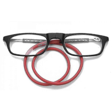 Lunettes de lecture à absorption magnétique de haute qualité, à porter autour du cou, style original - Grossissement 2,25 - Rouge