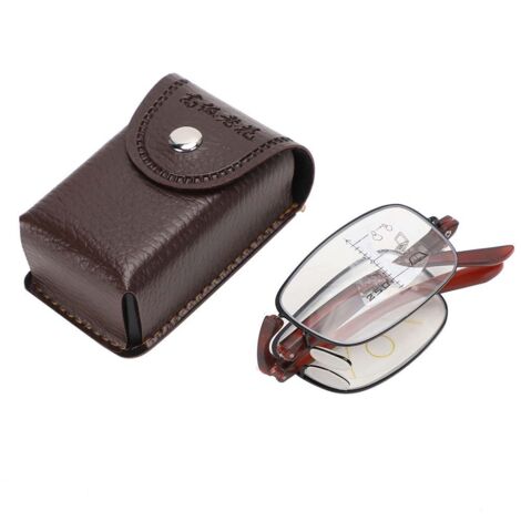 Lunettes de lecture anti-lumière bleue multifocales pliables pour presbytes, fatigue visuelle réduite (Monture marron clair +350)
